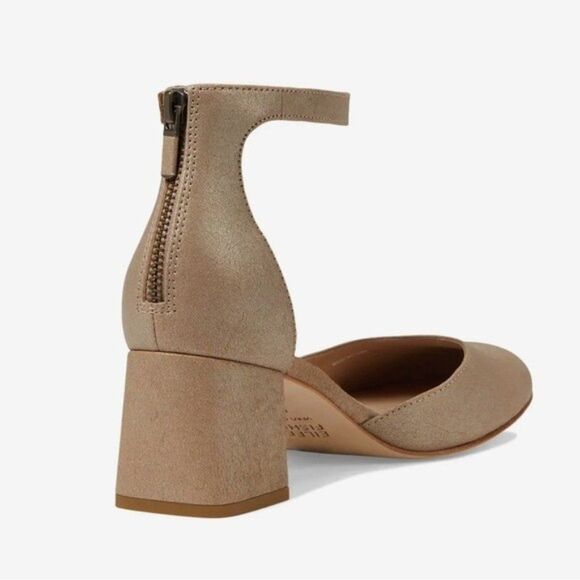 Eileen Fisher Indi Metallic Ankle-Grip Pumps in Suede Platinum Pumps Size 8 - Picture 4 of 16